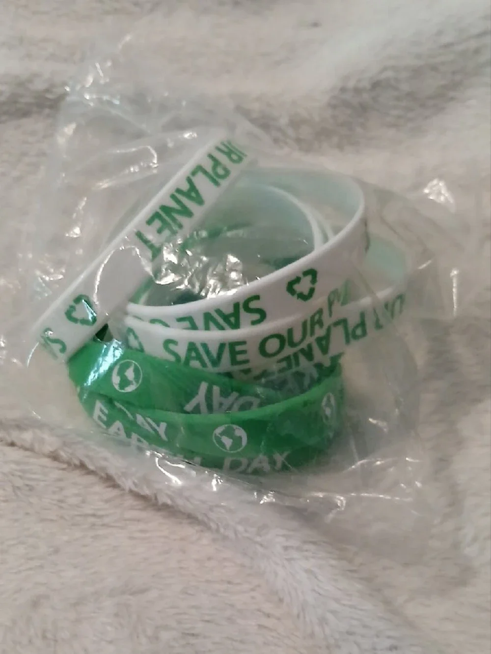 Eco Message Silicone Wristbands - Green & White | Unbranded